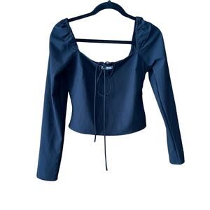 Abercrombie & Fitch Women's Off the Shoulder Crop Top Long Sleeve Black Size S